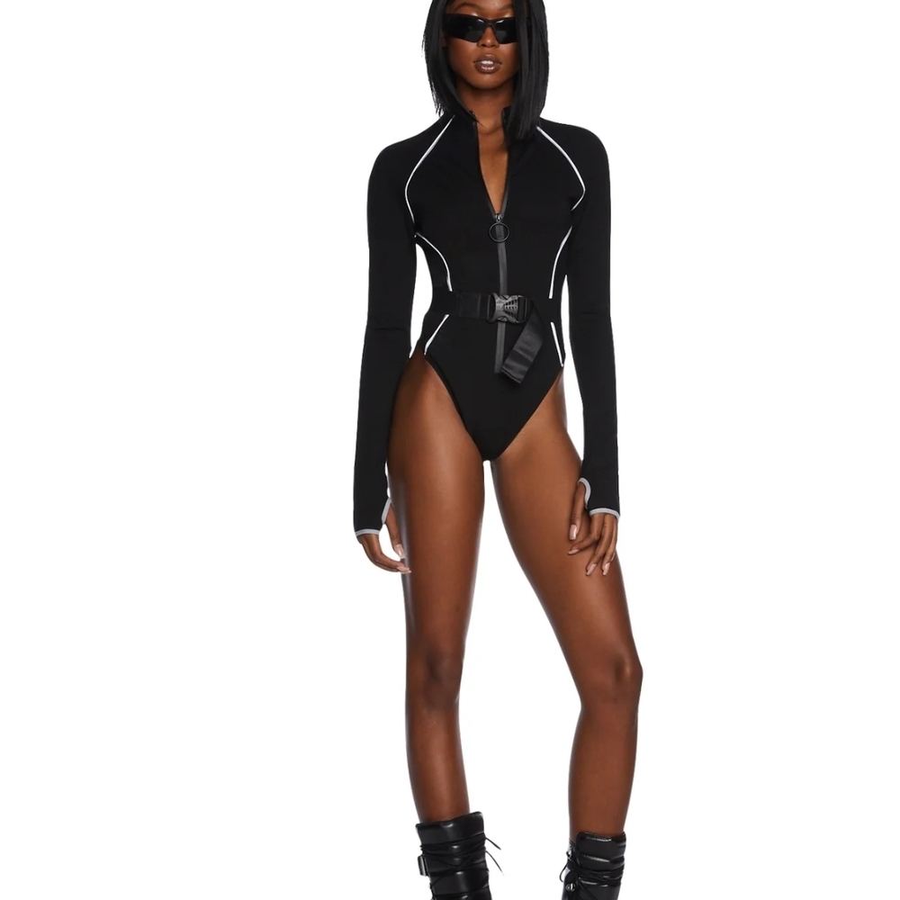 POSTER GIRL Black and White Long Sleeve Bodysuit - Picture 2 of 8
